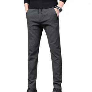 Pantalon pour hommes 2024 automne hiver costume hommes épais affaires taille élastique classique gris laine droite coréenne pantalon formel mâle