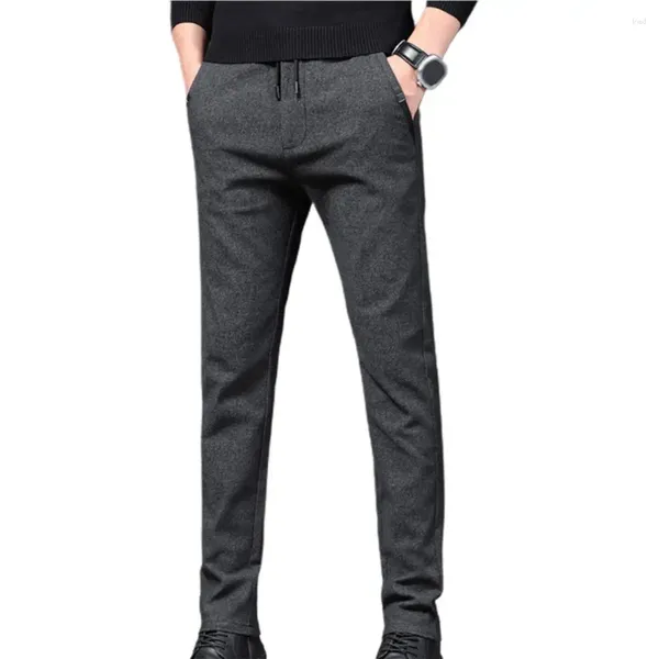 Pantalones para hombres 2024 Otoño Invierno Traje Hombres Gruesos Negocios Elástico Cintura Clásico Gris Lana Recta Coreana Pantalones Formales Masculinos