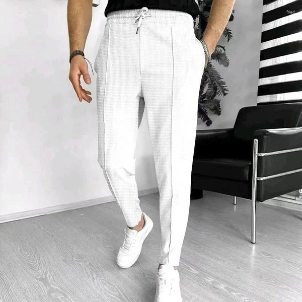 Pantalon pour hommes 2024 décontracté taille élastique petits pieds solide automne pantalon de travail multi poche sport vêtements de plein air