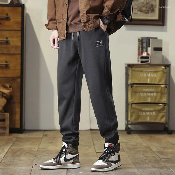 Pantalones para hombres 2024 Casual Hombres Primavera y otoño Suelto Color Sólido Cintura alta Cordón Tobillo Longitud Deportes Pantalones de chándal Hombre