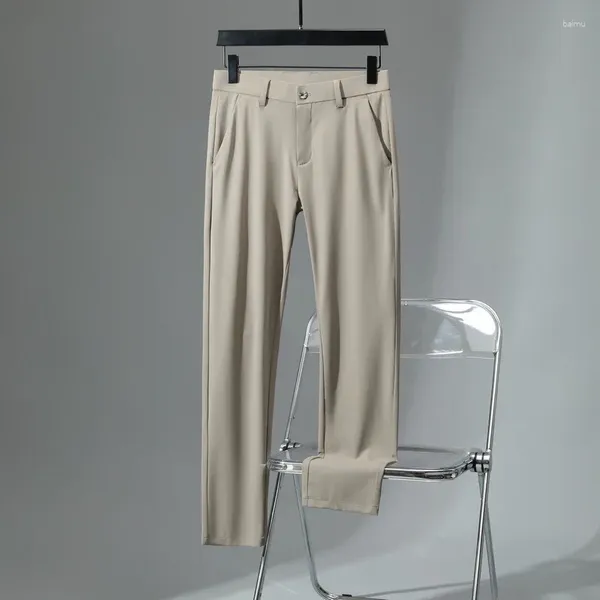 Pantalon masculin 2024 Business d'été décontracté Slim Fit Slim Straight Tube Sentiment sans Iron Ice Silk