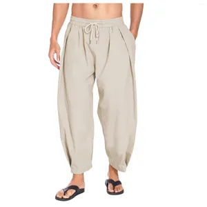 Pantalon masculin 2024 coton coton coton harlan décontracté capris lâche plage sept points de yoga pantalon