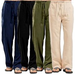 Pantalon pour hommes 2024 Pantalon quotidien en coton et lin, ample, couleur unie, respirant, absorbant la transpiration