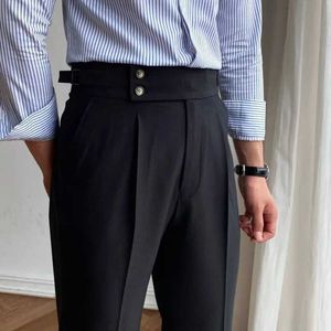 Pantalon masculin 2024 robe pantalon de cheville hommes pantalon droit de taille haute britannique