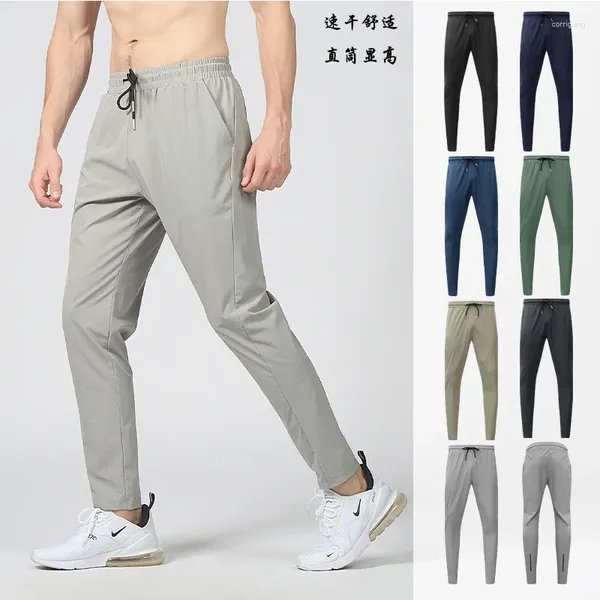 Pantalones para hombre 2024, Fitness, primavera y otoño, finos, informales, holgados, cortos, elásticos, entrenamiento, secado rápido, conjunto deportivo con logotipo.