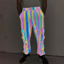 Pantalon masculin 2024 Modèle géométrique Salopes réfléchissantes colorées