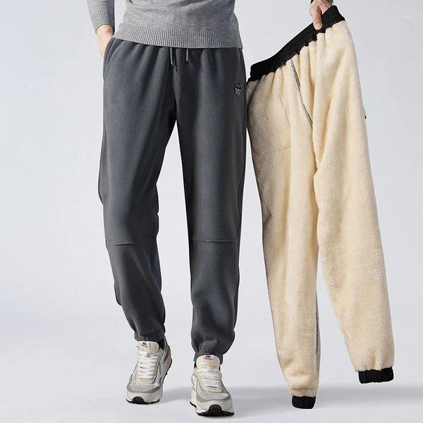 Pantalon masculin 2024 poids lourd chaud sherpa pantalon de survêtement doublé de haute qualité