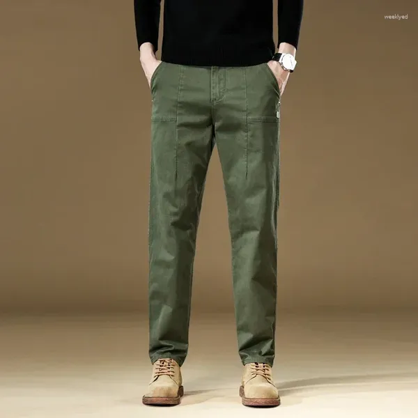 Pantalon masculin 2024 Cargo de haute qualité Hommes décontractés 97% Coton Work Wear Korean Wide Jogger Khaki Green Brand extérieur pantalon masculin