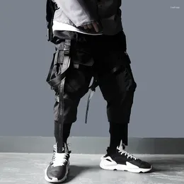 Pantalones para hombres 2024 bolsillos de malla de alta calidad Patchwork táctico táctico carga para hombres calles punk de hip hop pantalones jogger hombre