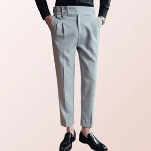 Pantalon masculin 2024 pantalon à jambes droites à taille haute en texture gris - robe de naples tendance et décontractée