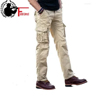 Pantalon masculin 2024 dans des poches multiples droits hommes hommes au printemps automne coton pantalon décontracté masculin style militaire tactique