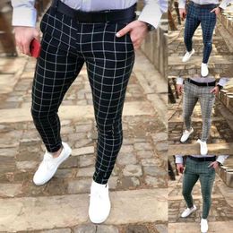Pantalon masculin 2024 Version coréenne Slim Men Plaid Pantalons décontractés Street Teenagers Mâle Four Seasons Suit formel de haute qualité