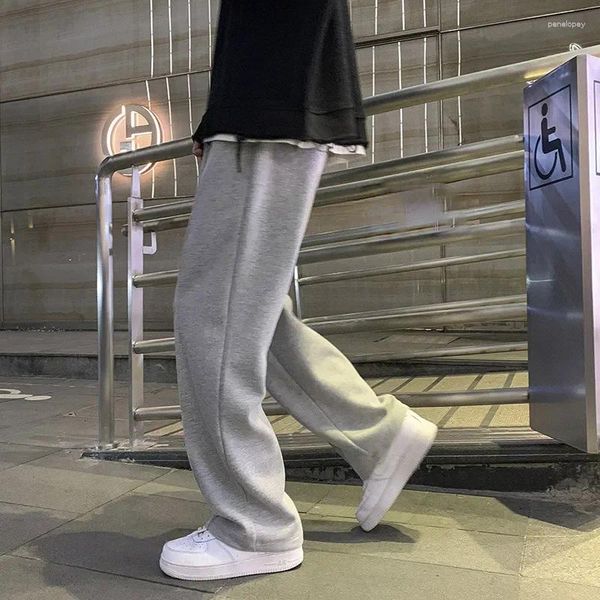 Pantalones para hombres 2024 KPOP estilo de moda Harajuku Slim Fit pantalones de chándal de cilindro recto suelto todo fósforo Casual bolsillos sólidos pierna ancha