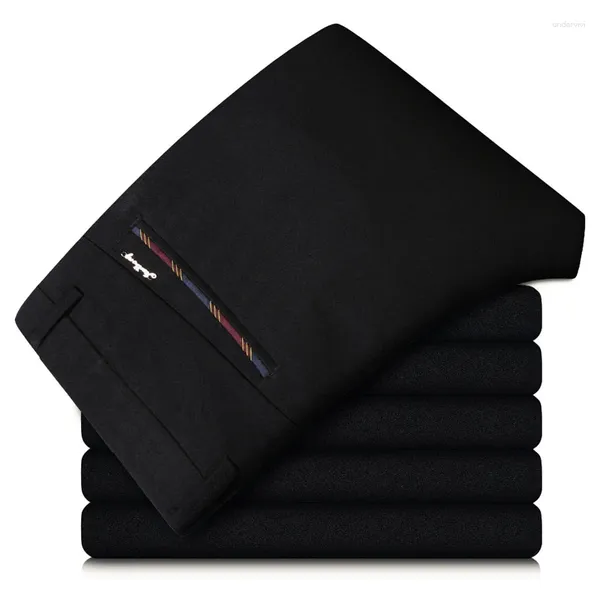 Pantalones para hombres 2024 Men Business Clásicos Clásicos Pantalones casuales Slim Fit Negro Black Blue Stretch cintura Traje formal elástico