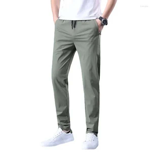 Pantalons pour hommes 2024 Hommes Ice Soie Mode coréenne Été Mince Droite Joggers Séchage rapide Respirant Frais Vêtements à la mode