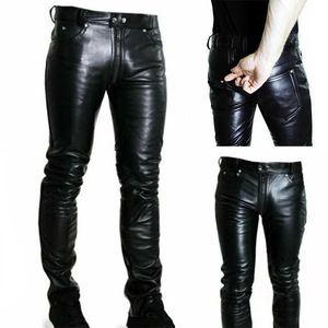 Pantalon masculin 2024 MENS Long Hot Selling Color Couleur PU Pant à glissière en cuir décontracté d'Europe et des États-Unis.