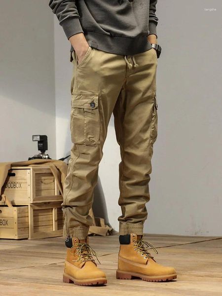 Pantalon masculin 2024 Multi-poches Spring d'été Cargo Streetwear Streetwear Match Skinny Work Joggers Cotton Coton Casual Tactical Tablers
