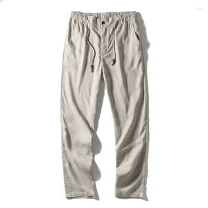 Pantalon pour hommes 2024 Flax naturel!Confortable cool et antibactérien!Printemps d'été mince respirant la jambe droite lâche décontractée