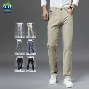 Herenbroek 2024 Nieuwe 98%katoen casual broek mannen solide kleur zakelijke mode slanke rechte fit chino's grijze herfst wintermerk broeken mannelijk y240514