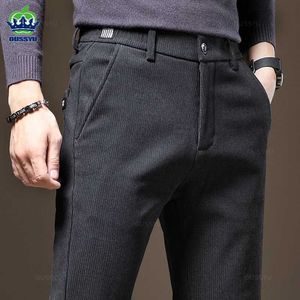Pantalon masculin 2024 NOUVELLE BRAND Clothing Pinstripe Pantalon décontracté pour hommes Business Coton Business noir Automne Hiver épais pantalon formel mâle Y240514
