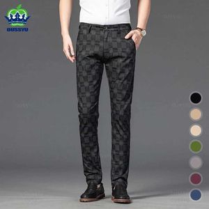 Pantalon masculin 2024 Nouveau pantalon à carreaux décontractés pour hommes Business Casual Slim Fit Black Blue rouge Khaki CLASSERS CLASSER