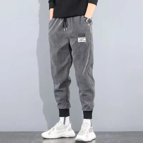 Pantalons pour hommes 2024 printemps et automne mode décontracté polyvalent tendance lâche velours côtelé élastique taille sangle Harlem Style sport