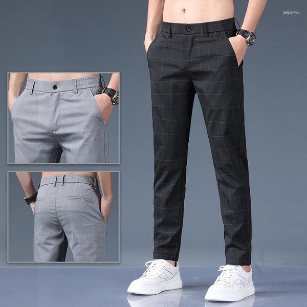 Pantalon masculin 2024 Printemps et été Skinny Business Straight Thin Casual Elastic Taist Suit sert pantalon