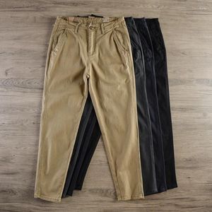 Pantalons pour hommes 2024 printemps automne américain rétro tissé sergé conique Simple 85% coton lavé décontracté Chino pantalon sur taille