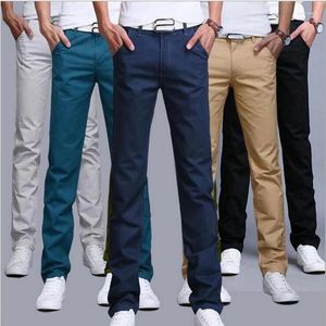 Pantalones para hombres 2024 Primavera Otoño Casual Hombres Algodón Slim Fit Chinos Pantalones de moda Ropa de marca masculina Tallas grandes 9 Color