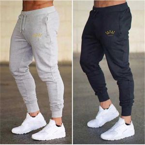 Herenbroek 2024 Spring herfst heren broek Kroon geprinte trekstring Casual mannelijke joggingbroek joggen loopbroek ademende hete kleding y240513