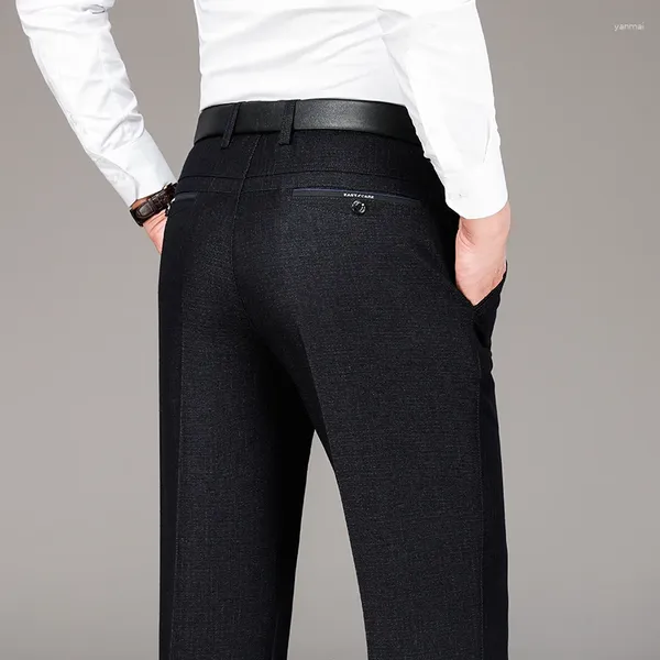 Pantalones para hombres 2024 Primavera Otoño Peso medio Cálido Recto Suelto Negocios Padre Smart Casual Alta Cintura Calidad Pantalones clásicos