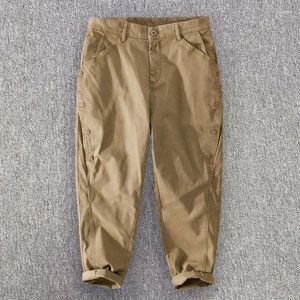 Pantalons pour hommes 2024 printemps Cargo tube droit décontracté tendance bouton latéral pantalon à jambes larges vêtements de travail pour jeunes polyvalent ample