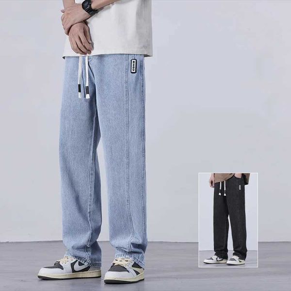 Pantalon masculin 2024 Printemps / été hommes Blue Blue Loose Jeans droits décontractés Hip Hop Strett Extra Large Lignet JEG Q240429
