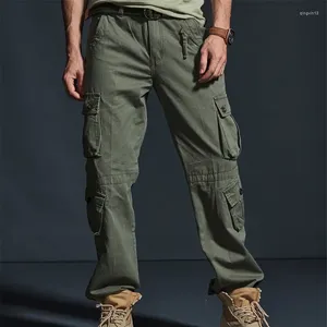 Pantalon masculin 2024 Spring Tactical Mens Cargo Cotton Casual Multi-Pocket Milit Men Pantalon Homme ABZ217