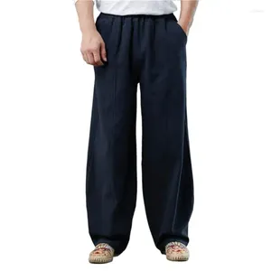 Pantalons pour hommes 2024 Été Automne Style Droit Hommes Chinois Large Jambe Casual Lâche Coton Lin Pantalon Plus Taille M-8XL