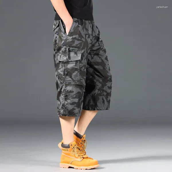 Pantalons pour hommes 2024 Shorts cargo d'été en coton solide de haute qualité longueur au genou culotte masculine militaire décontracté travail court S-5XL