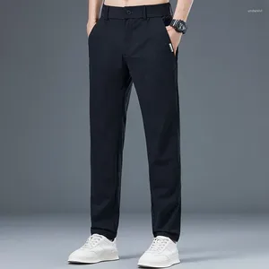 Pantalon masculin 2024 Été Casual Fashion Ice Silk Hommes Mentes minces pantalon élastique