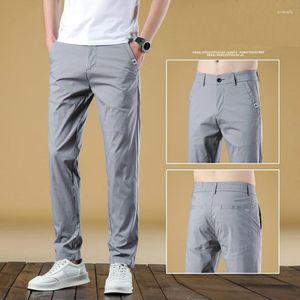Pantalons pour hommes 2024 Summer Casual Long Ice Silk Fashion Slim Fit Brocade Cotton Wear