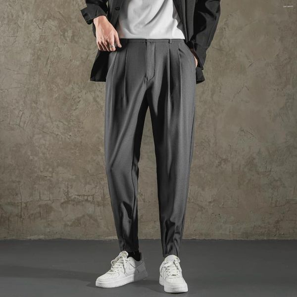 Pantalon homme 2024 été décontracté ample fermeture éclair Invisible poignets noués pantalon tendance tout assorti petit pied