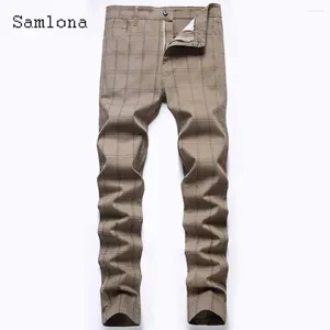 Pantalones para hombres 2024 Traje de bolsillo casual de verano Pantalón a cuadros retro suelto Pantalón de talla grande Hombres Moda Ocio Trajes de negocios