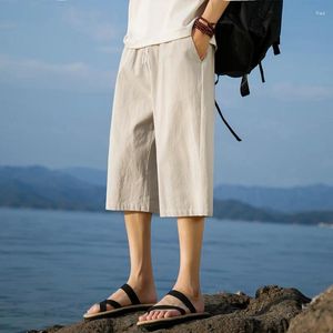 Pantalon masculin 2024 Été chinois Coton Coton Shorts décontractés Style sept minutes