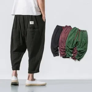 Pantalon masculin 2024 Été chinois de style chinois Linge de coton décontracté mode rétro gros pantalon élastique pour hommes