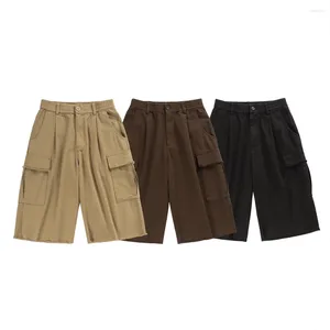 Pantalon masculin 2024 Summer Cityboy gilrs shorts hommes lâche décontracté japonais streetwear coréen vintage Tassel Edge Cargo court pantalon
