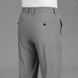 Herenbroek 2024 zomer klassieke mannen rekken dun glad zakelijk Koreaans zwart grijs casual pak mannelijk merk elastische taille broek