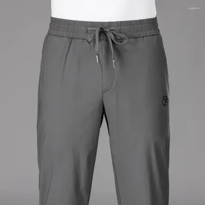 Pantalon masculin 2024 Été Hommes respirant confortable cordon élastique jogging pantalon mince occasionnel