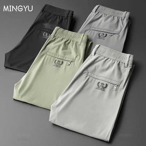 Pantalones para hombres 2024 pantanos de verano pantalones casuales delgados de software suave bolsillo de bolsillo coreano gris encaje negro jadeo