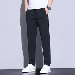 Pantalones para hombres 2024 nylon de verano delgado casualidad delgada pequeña pies pequeños cintura elástica cable