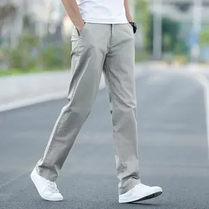 Pantalon homme 2024 été mince coton kaki décontracté affaires couleur unie Stretch pantalon marque mâle gris grande taille 40 42