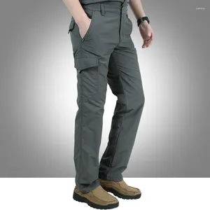 Pantalon masculin 2024 Tactical multi-poche militaire couleur unie simple simple décontractée polyvalente étanche à séchage rapide mince