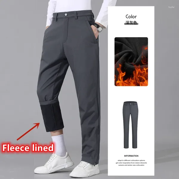 Pantalones para hombres 2024 Grueso Cálido Fleece Forrado Estiramiento Invierno Golf Impermeable Recto Casual Pantalones masculinos Tamaño grande 3XL